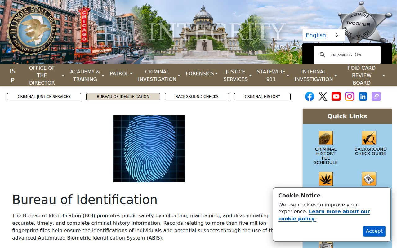 Knox County criminal history repository at Illinois State Police