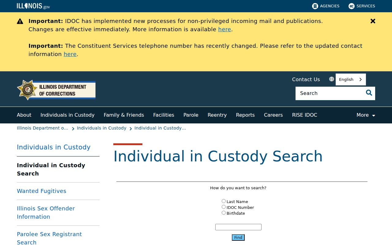 Knox County criminal record search using IDOC custody locator